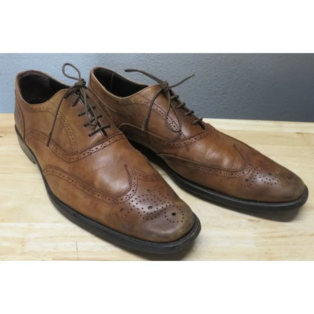 Mens To Boot New York Brogue Leather Dress Shoes‎ Italy Brown Wing Tip Size 11